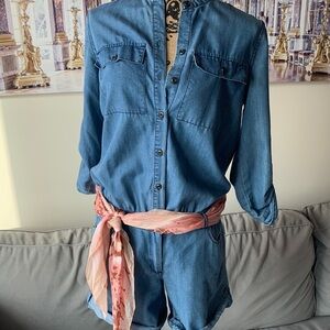 Denim Button-Up Romper